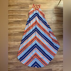 Striped Maxi Dress in Orange and Blue
